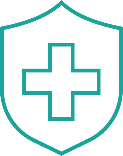 Red Cross symbol within a shield