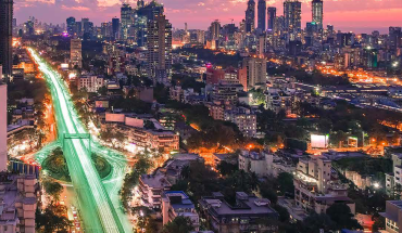 Bird's eye view of evening traffic in India
